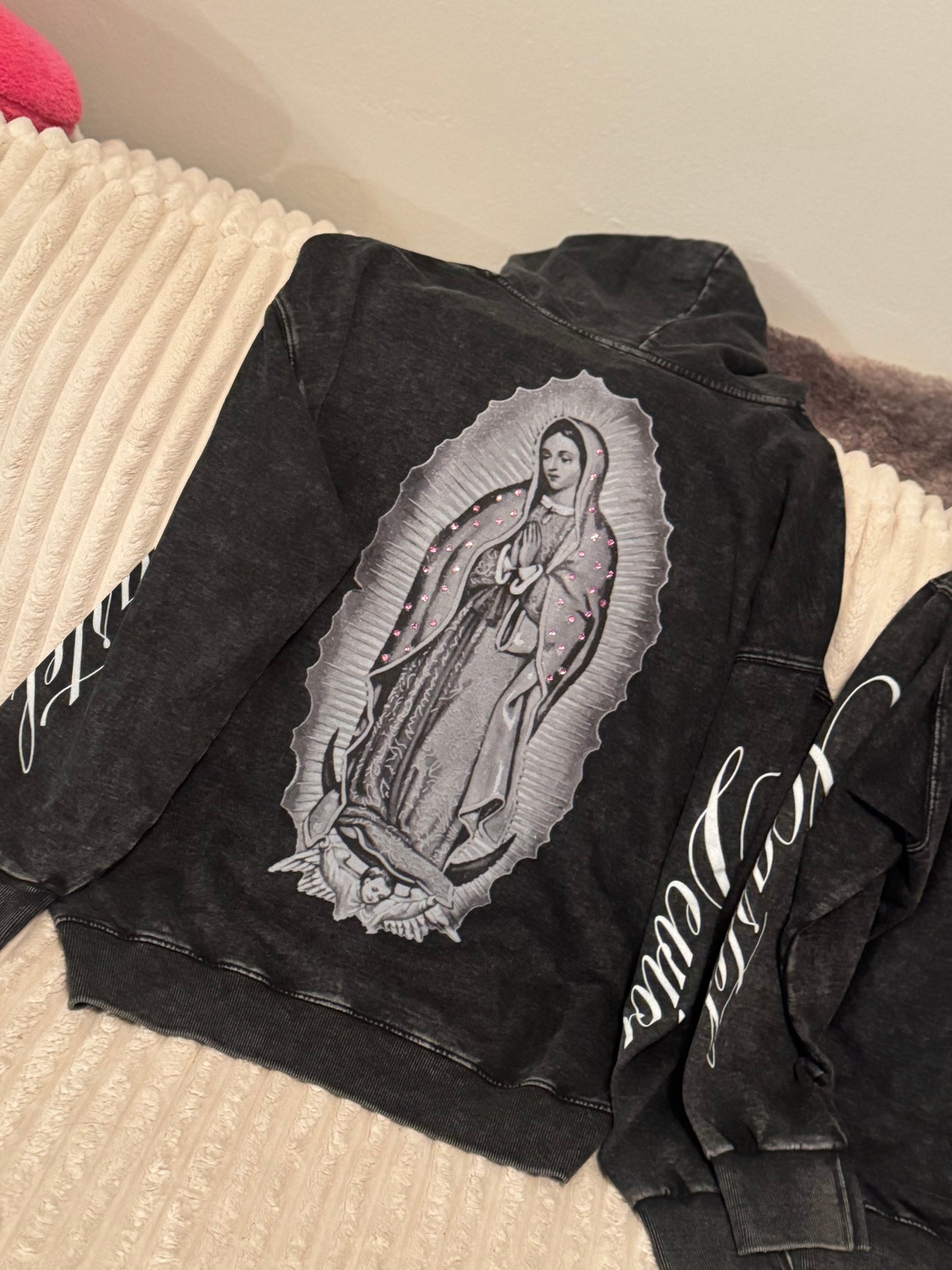 #3 RHINESTONE GUADALUPE ZIP-UP